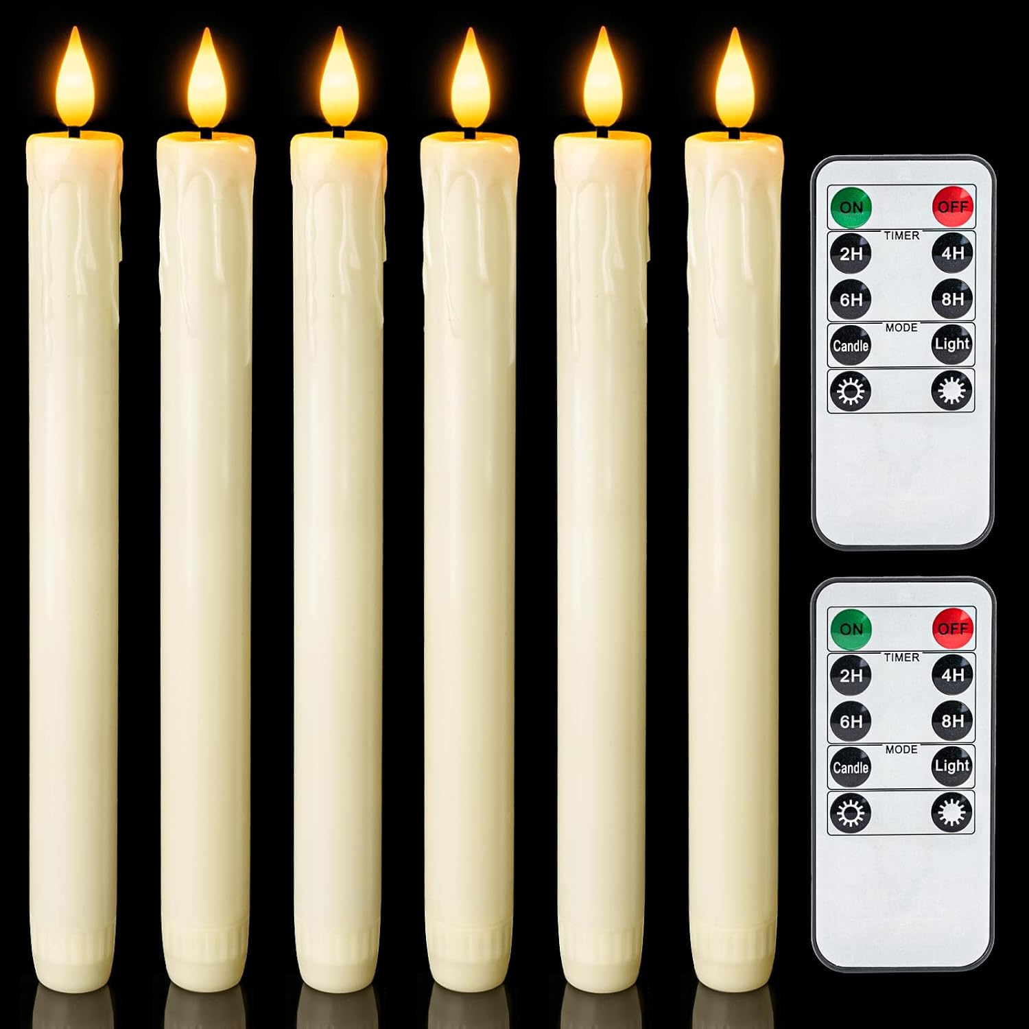 Ivory real-wax flameless taper candles