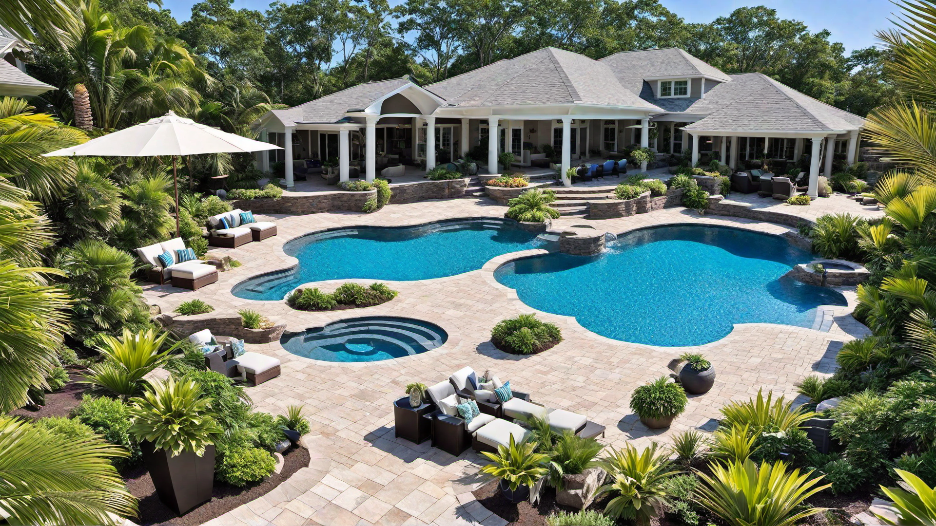 Pool with Swim-Up Bar and Seating