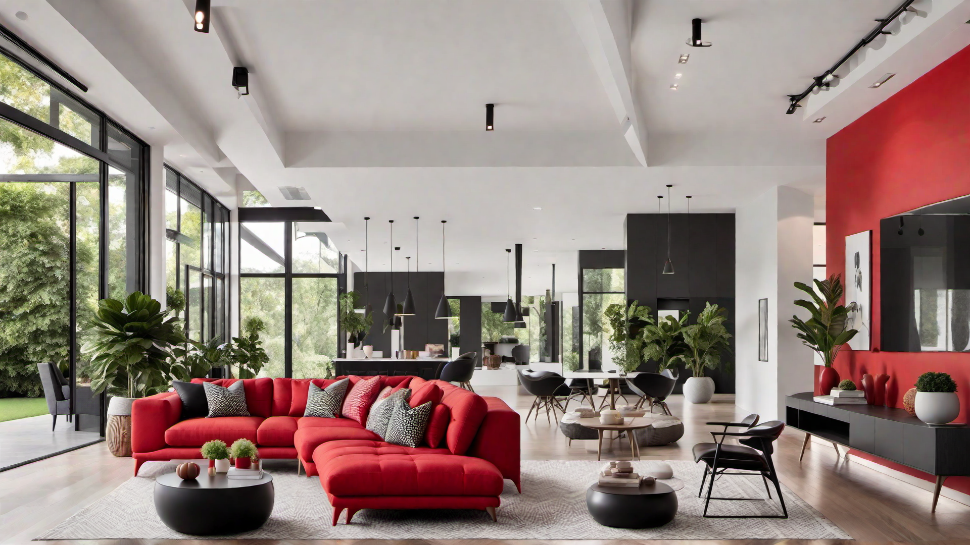 Bold Statement: Red Sofa as the Focal Point of the Room
