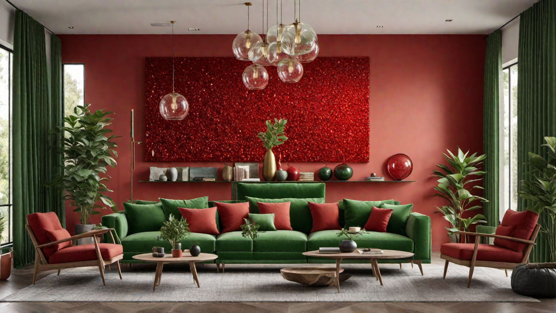 Sustainable Living: Red Recycled Glass Decor in a Green Home