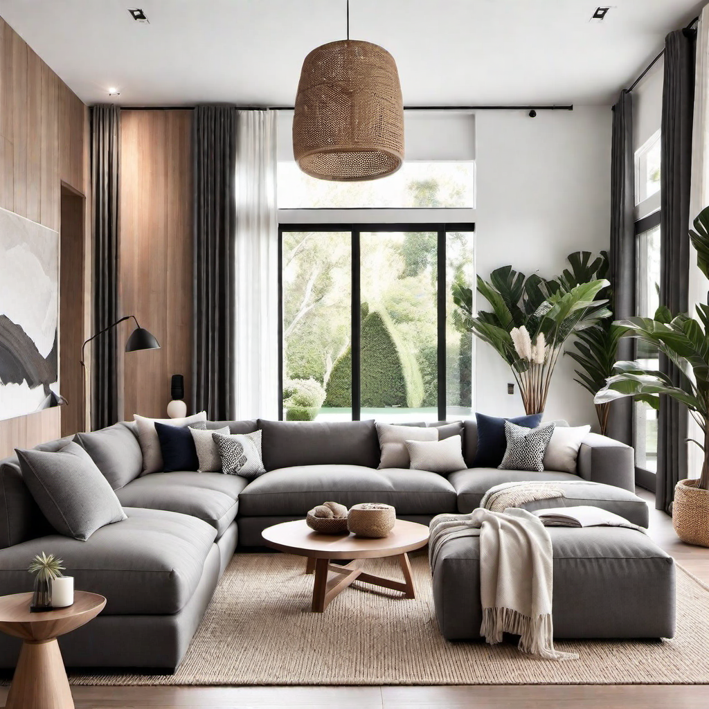 Comfortable Seating: Cozy Home Living Room with Oversized Sofa