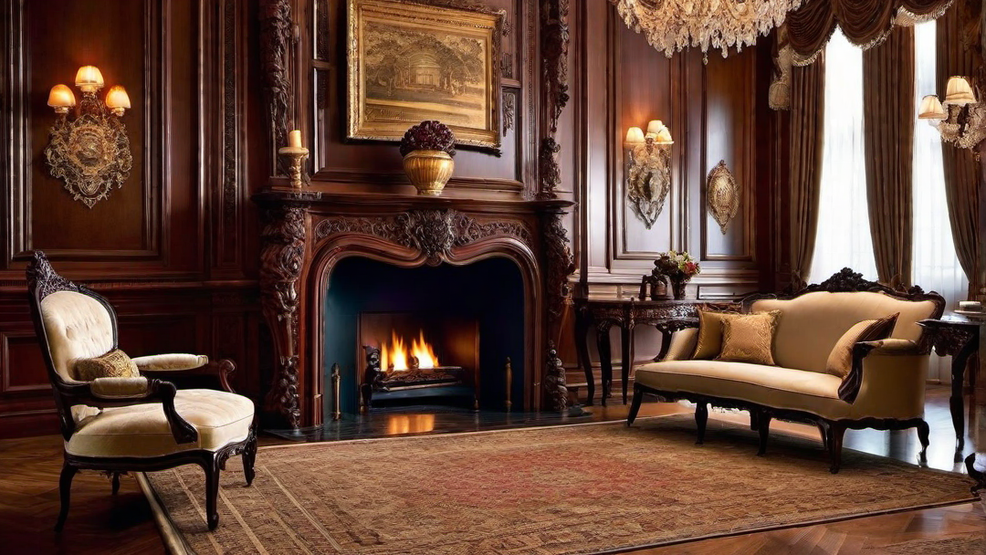 Classic Woodwork: Intricate Carvings and Paneling in Victorian Living Room