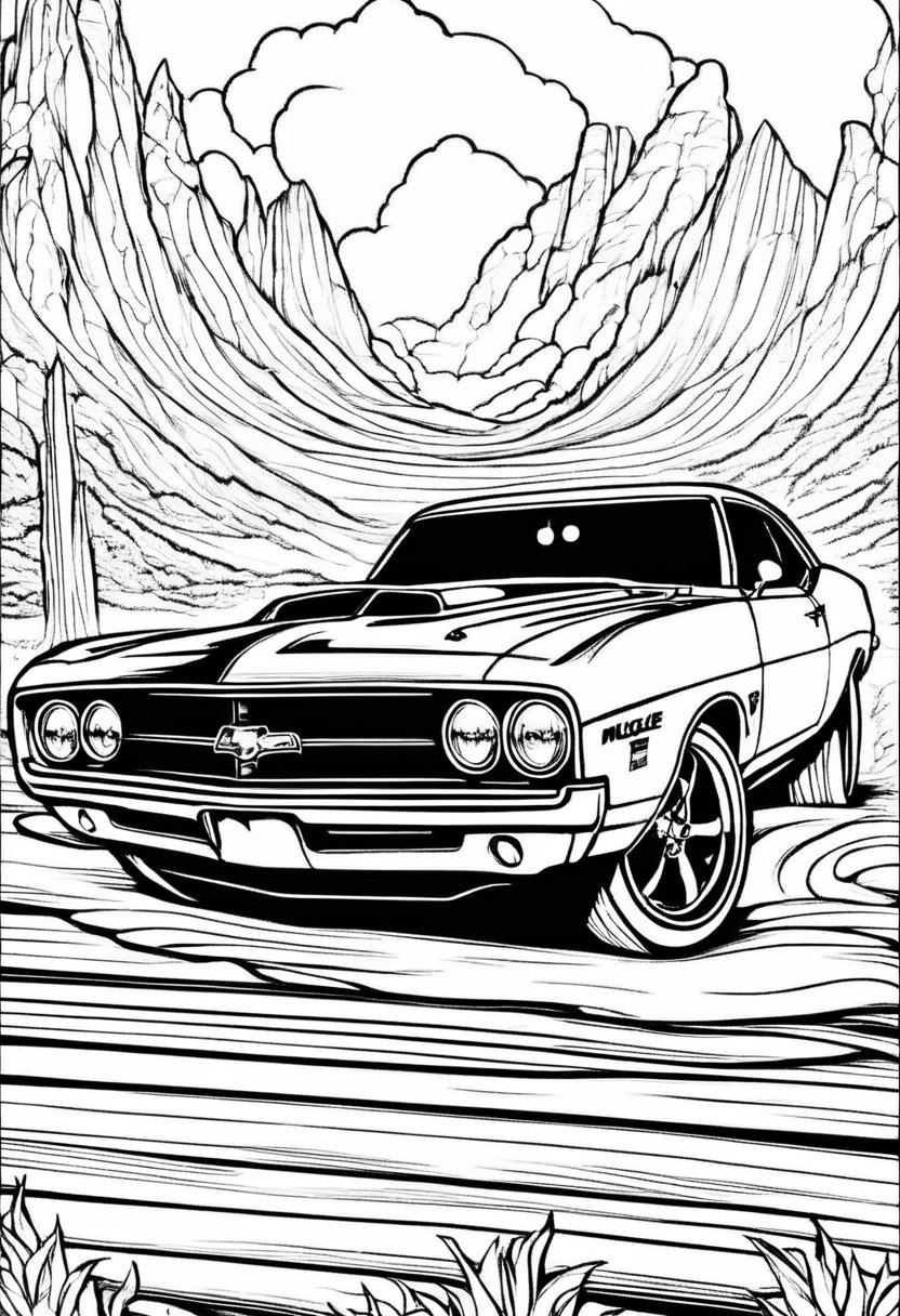 Cool Muscle Car Coloring Sheets – Color And Play