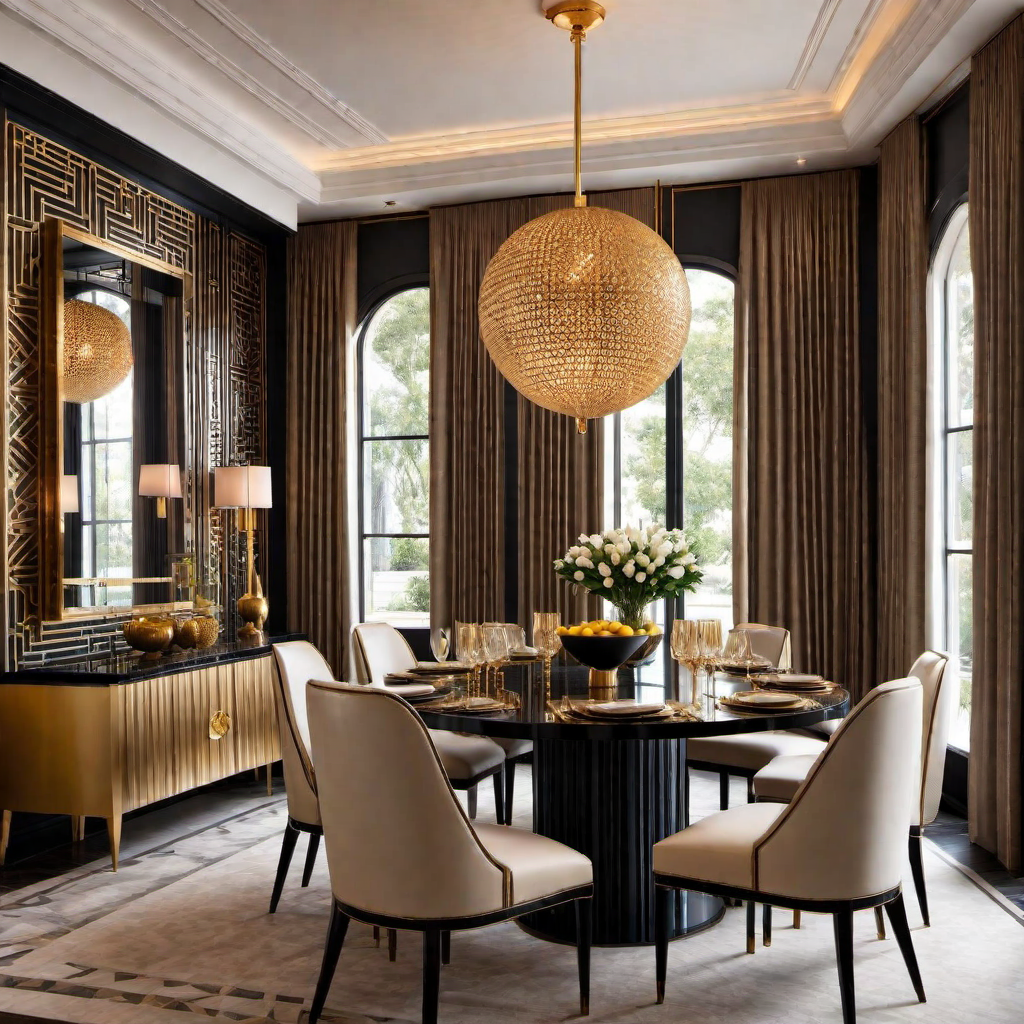 Luxurious Details: Gilded Art Deco Dining Room