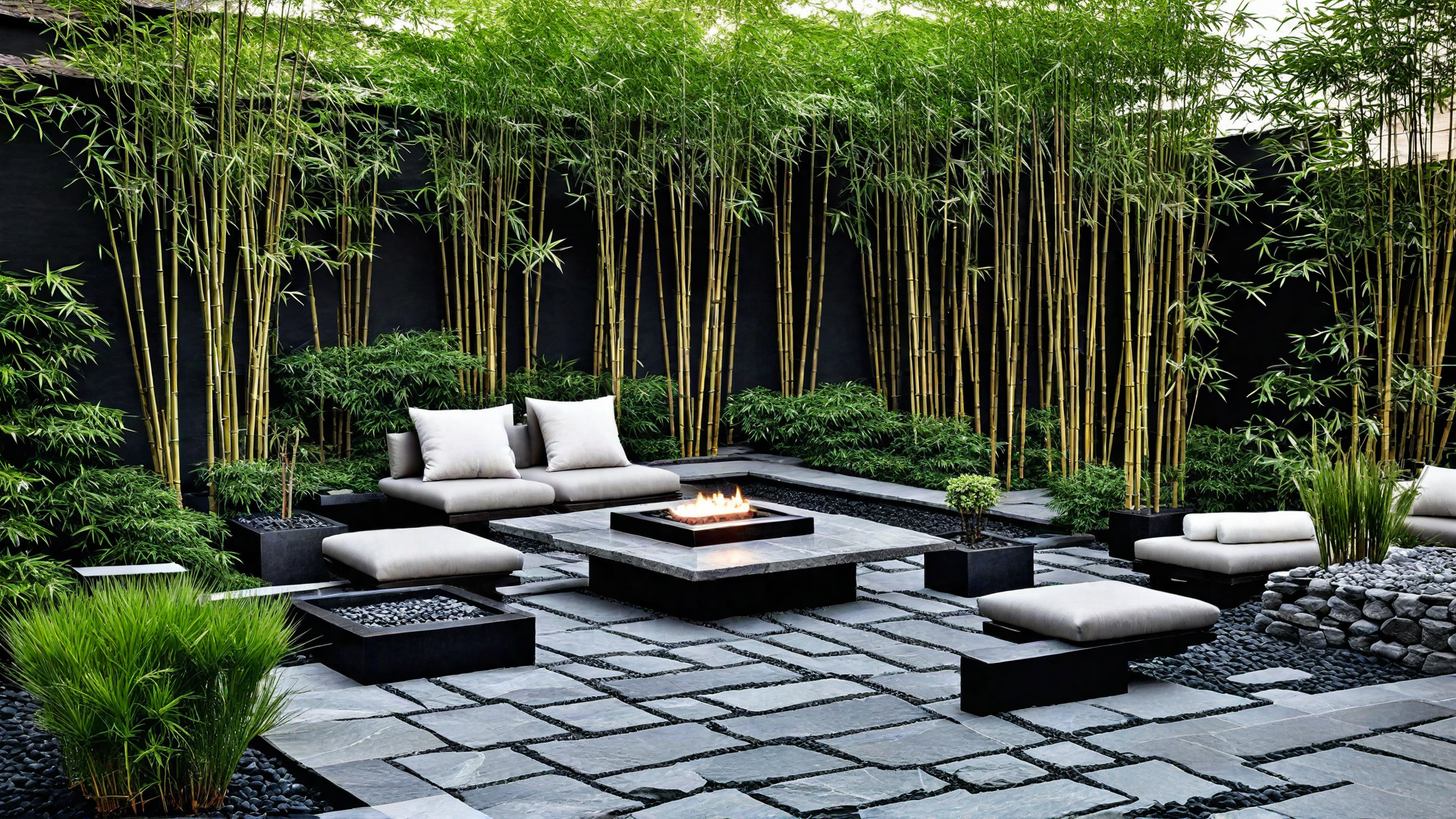 Zen Garden: Relaxing Space with Bamboo