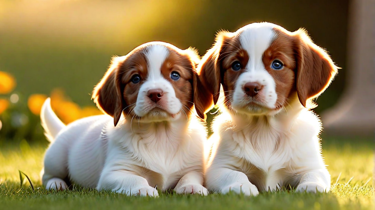 A Portrait of a Brittany Spaniel Puppy Family