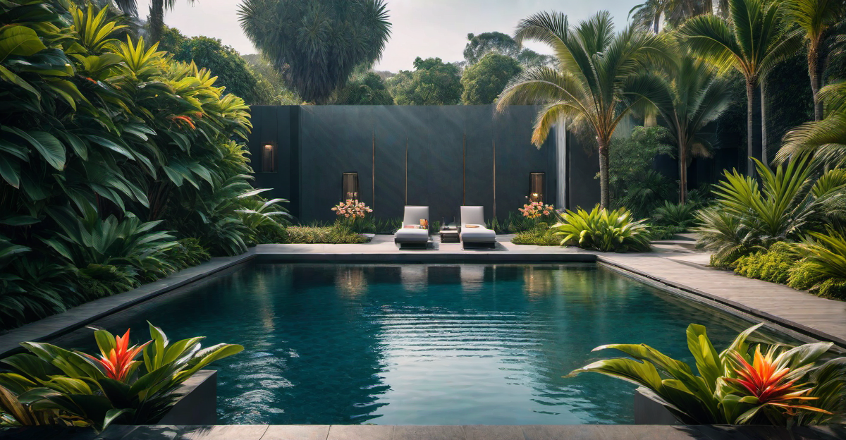 Natural Oasis: Mini Pool Surrounded by Lush Greenery
