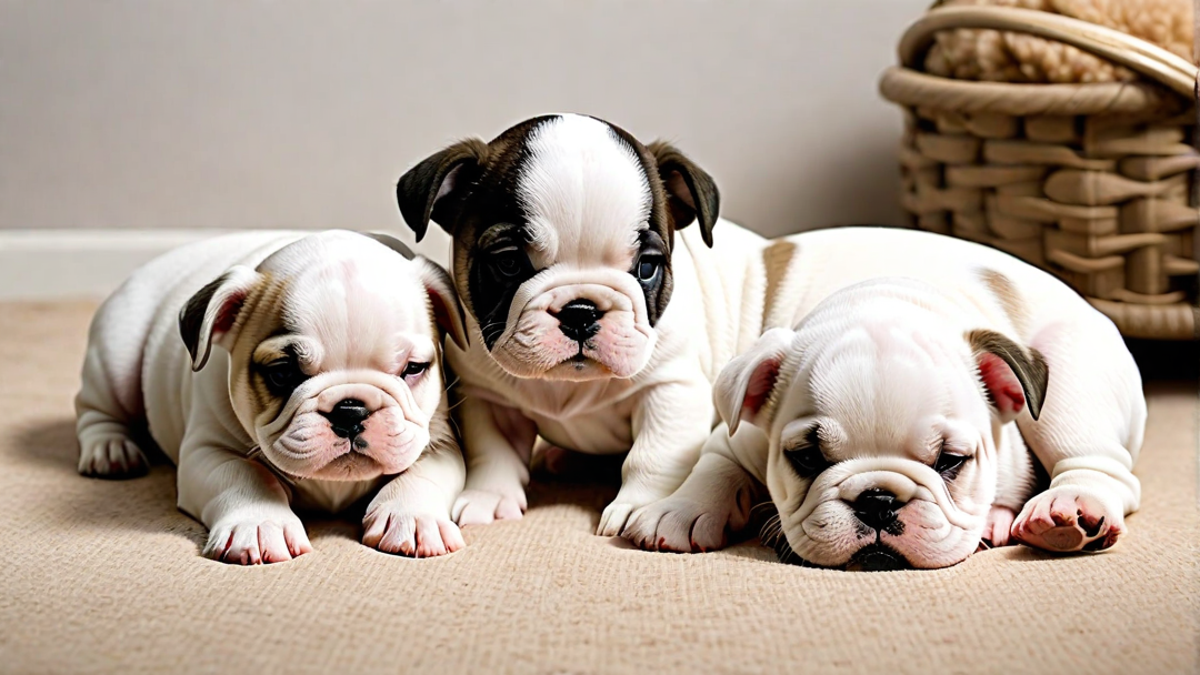 Bulldog Puppy Litter: From Birth to 8 Weeks
