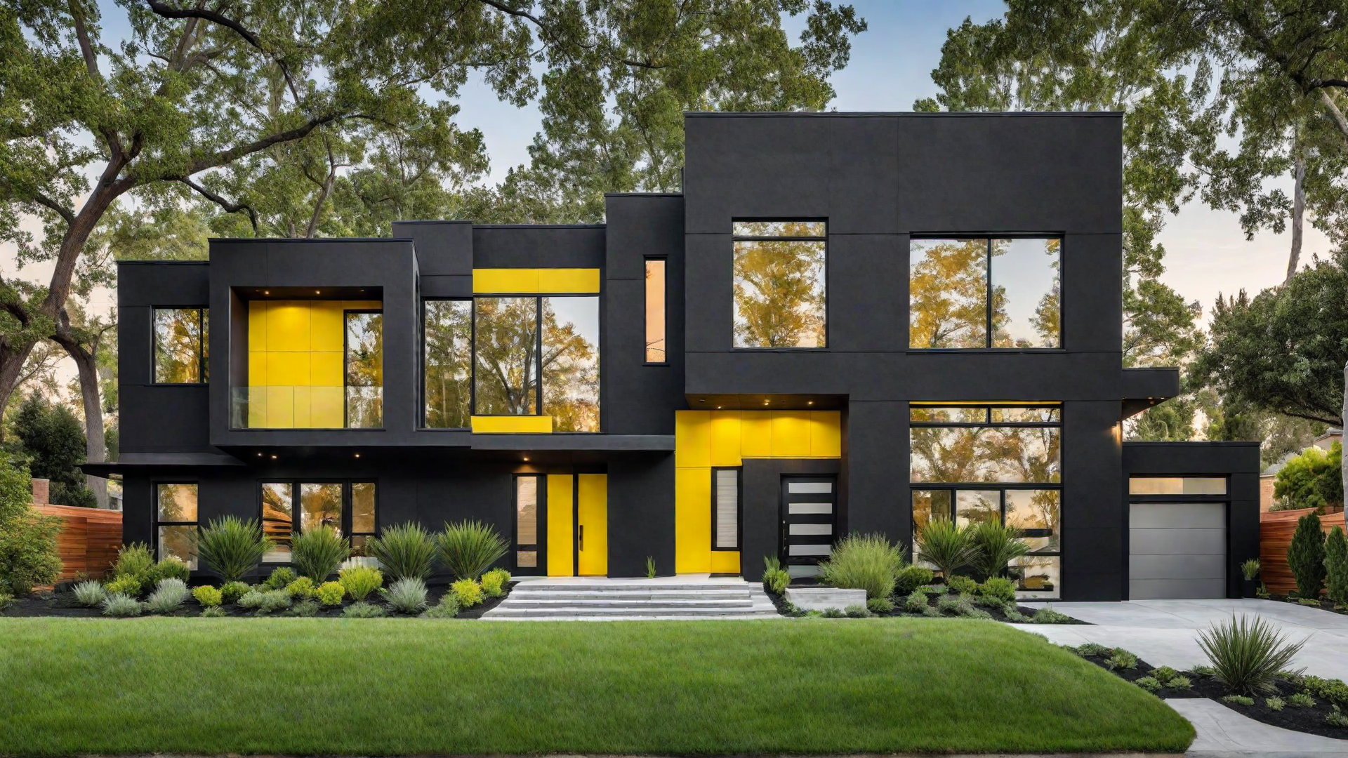 Stunning Elegance: Modern Black Siding with Bold Accent Colors