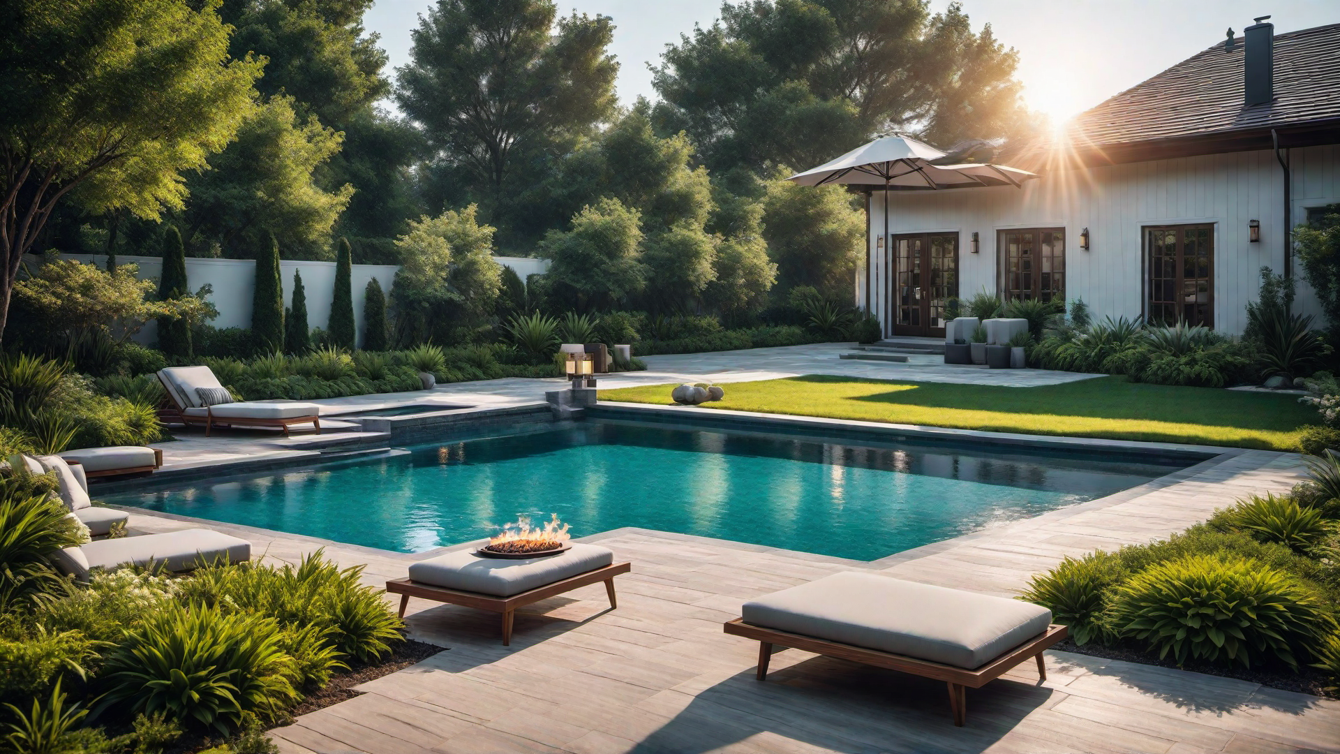 Fire and Water: Pool with Fire Pit Feature