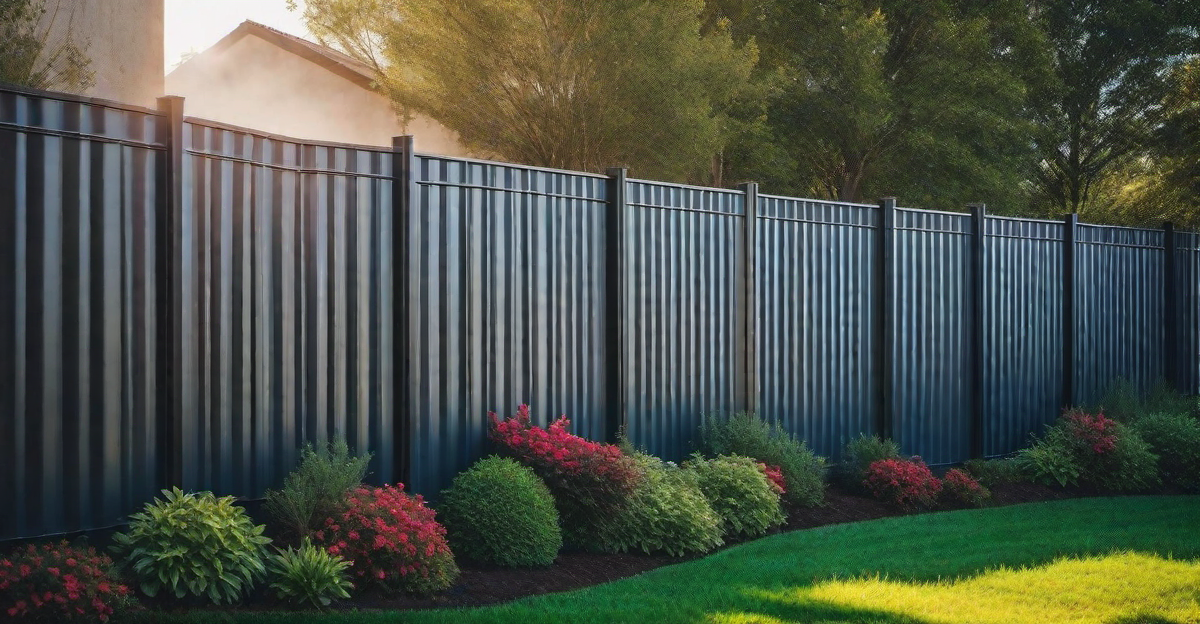 Traditional Twist: Corrugated Metal Fence with Decorative Caps