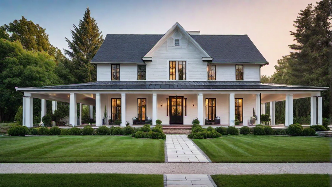 Farmhouse with Elevated Front Entry and Steps