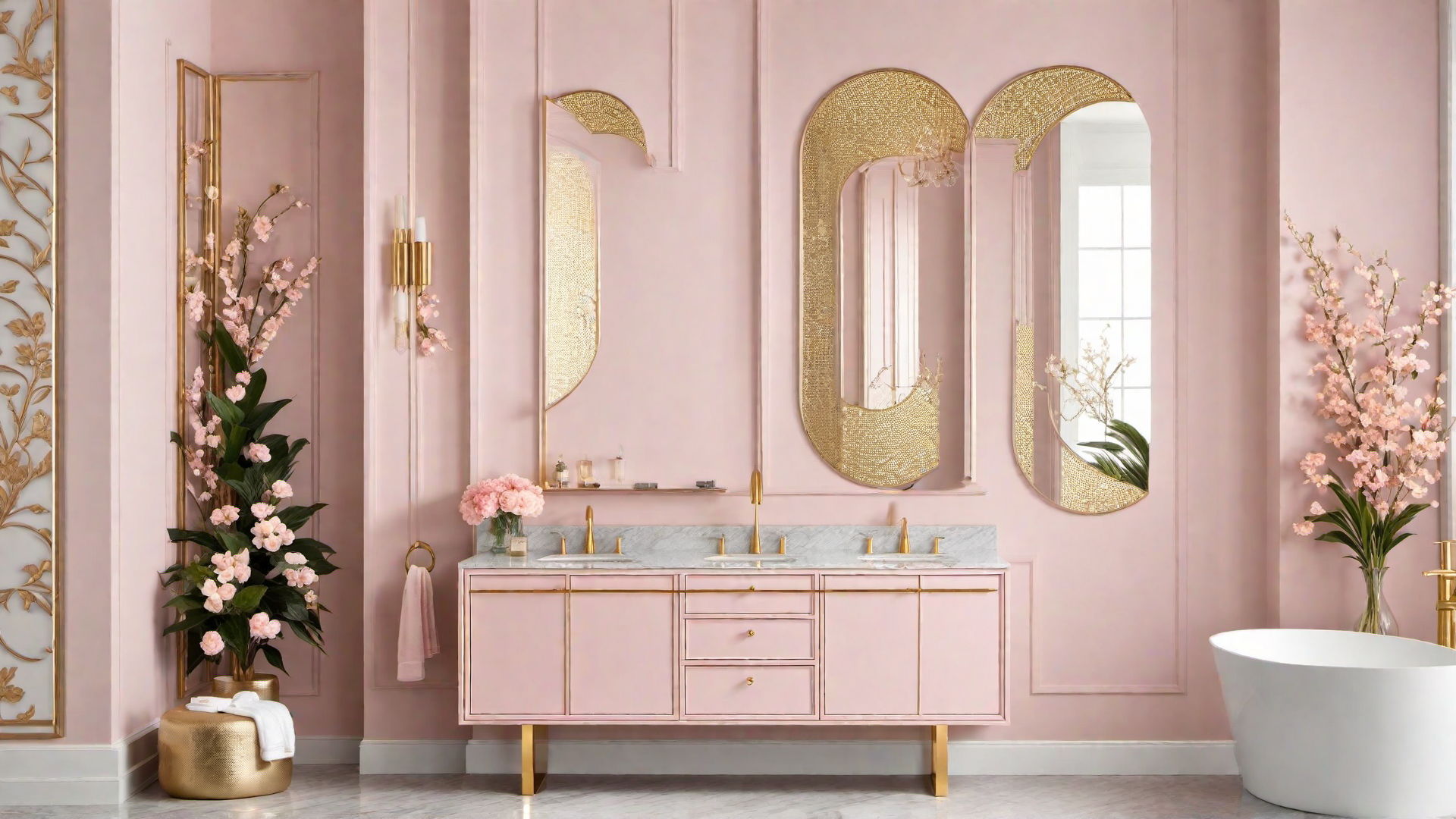 Feminine Flair: Pink Vanity in Bathroom
