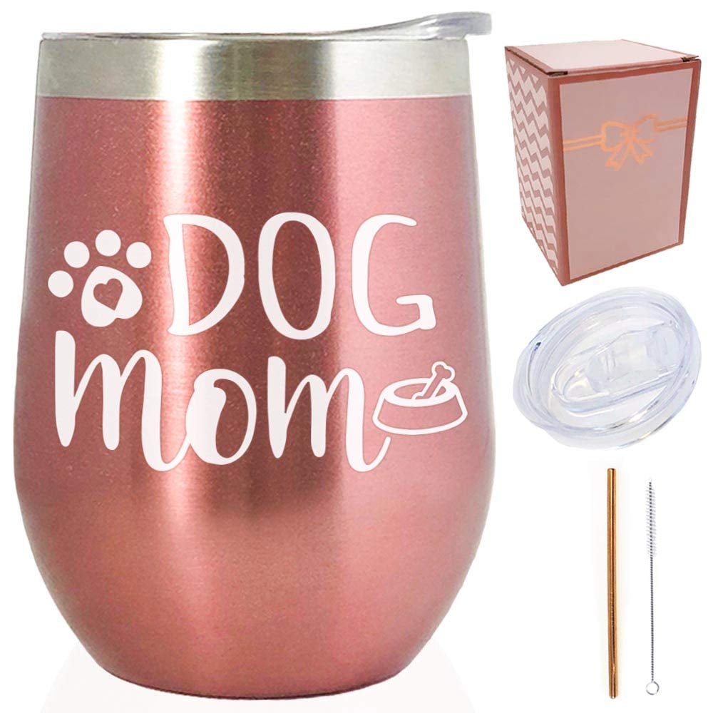 Dog Mom Rose Gold Wine Tumbler