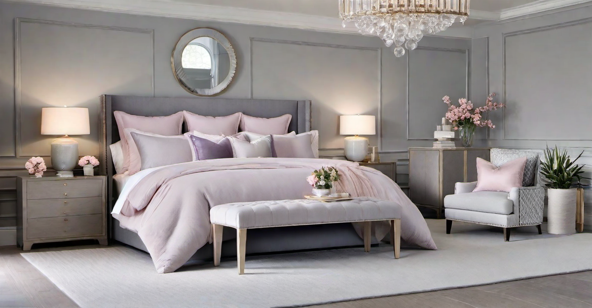 Blending Grey with Pastel Hues for a Softer, Feminine Bedroom Vibe