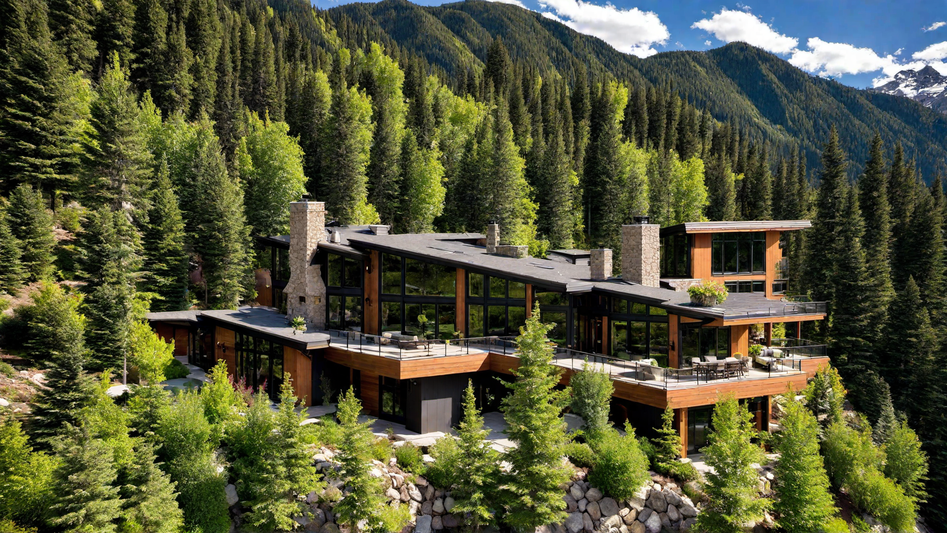 Lush Greenery Surrounding a Mountain Chalet