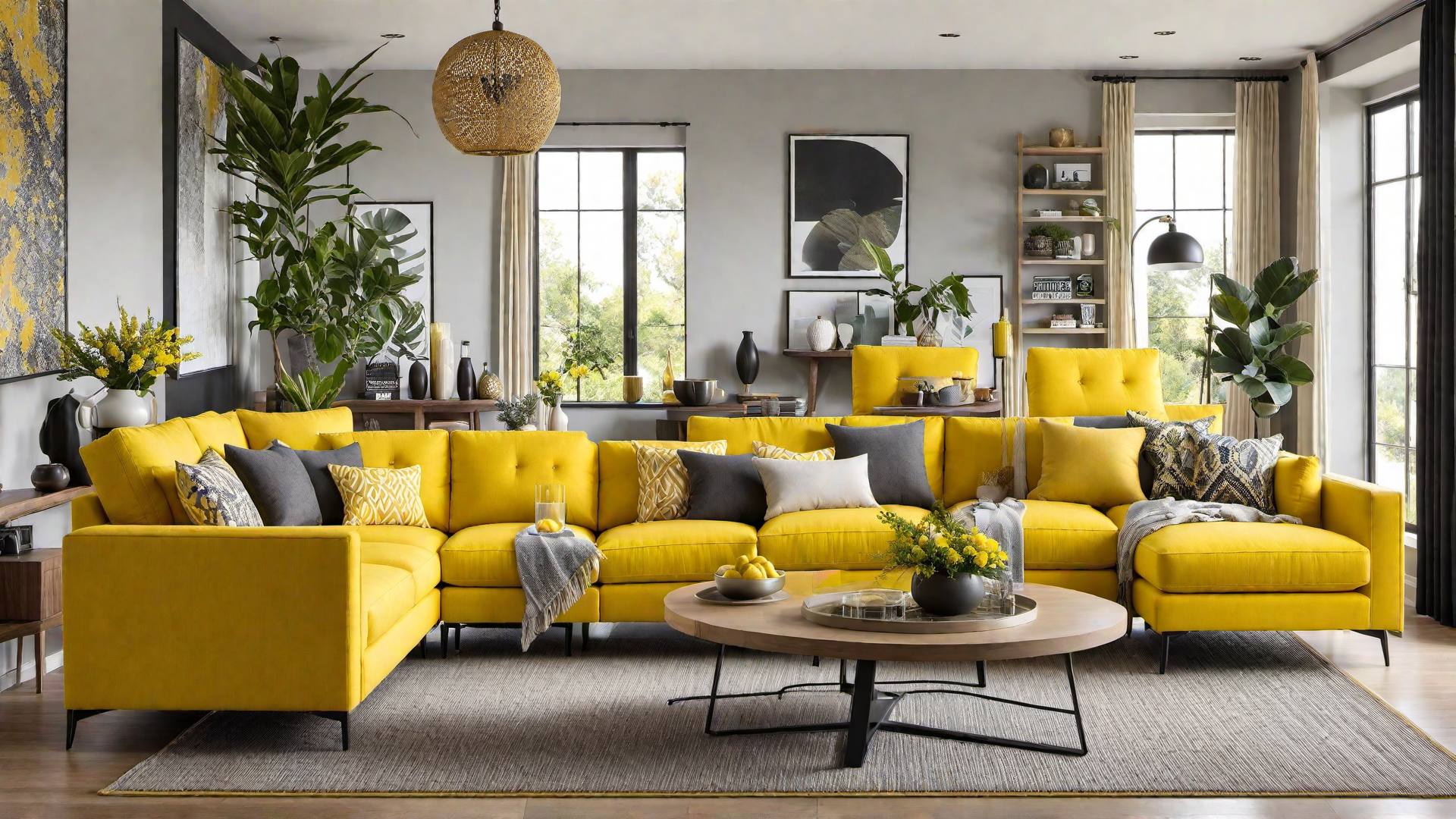 Lively Lounge: Yellow Sectional Sofas
