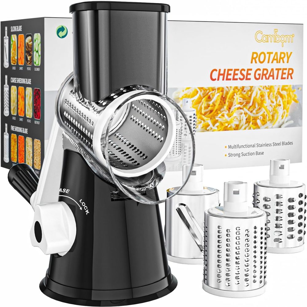 Cambom rotary cheese grater with 3 blades