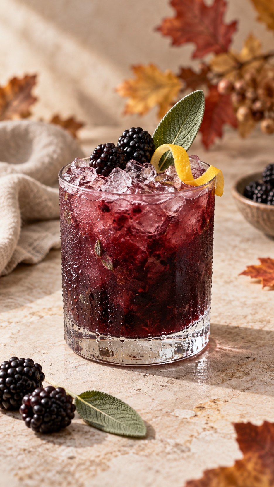 Blackberry sage smash over crushed ice