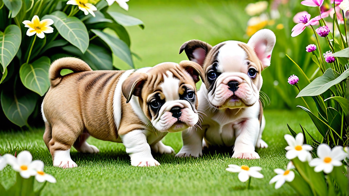 Bulldog Puppies Exploring the Outdoors