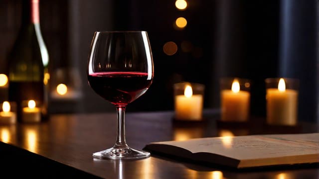 A Glass Of Wine At Night