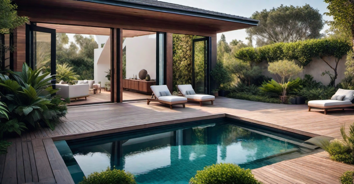 Rustic Retreat: Mini Pool with Wooden Decking