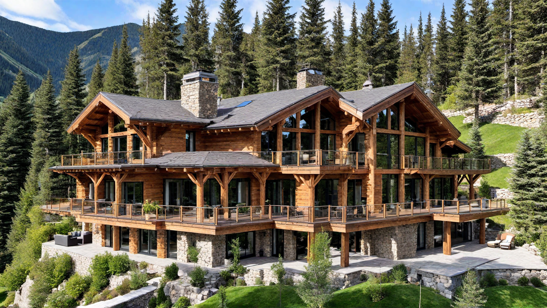 Mountain Chalet with Stone Facade