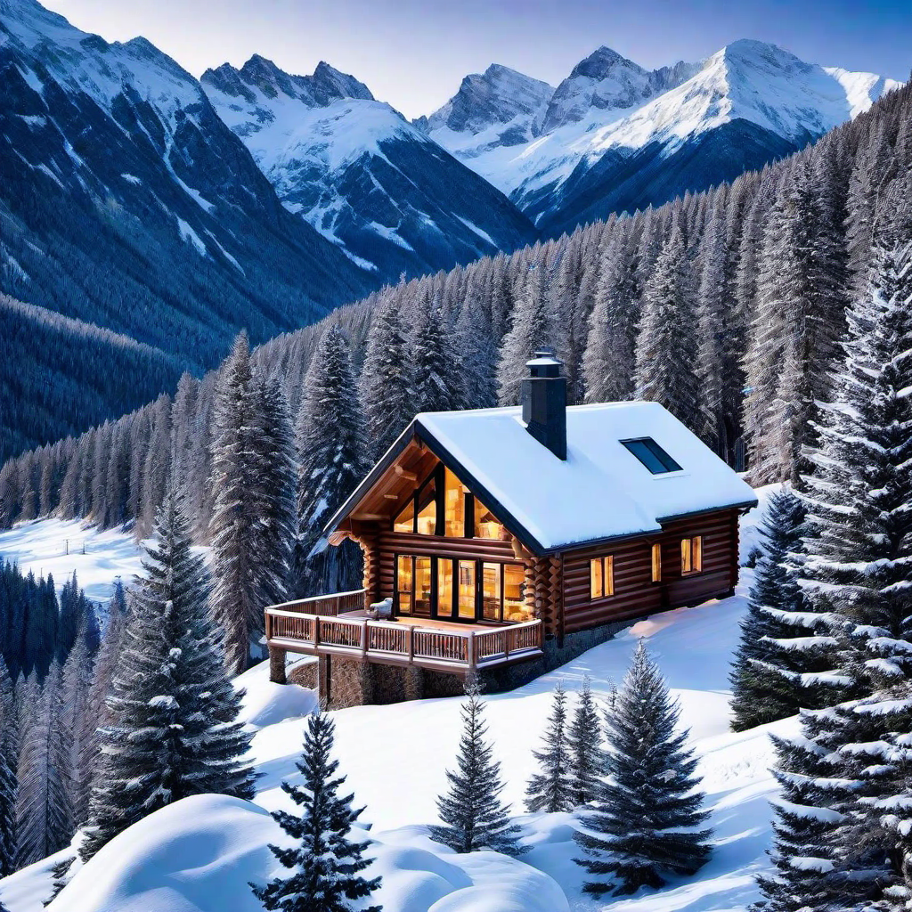 Mountain Cabin Vibes: Log Cabin Exterior in Alpine Setting