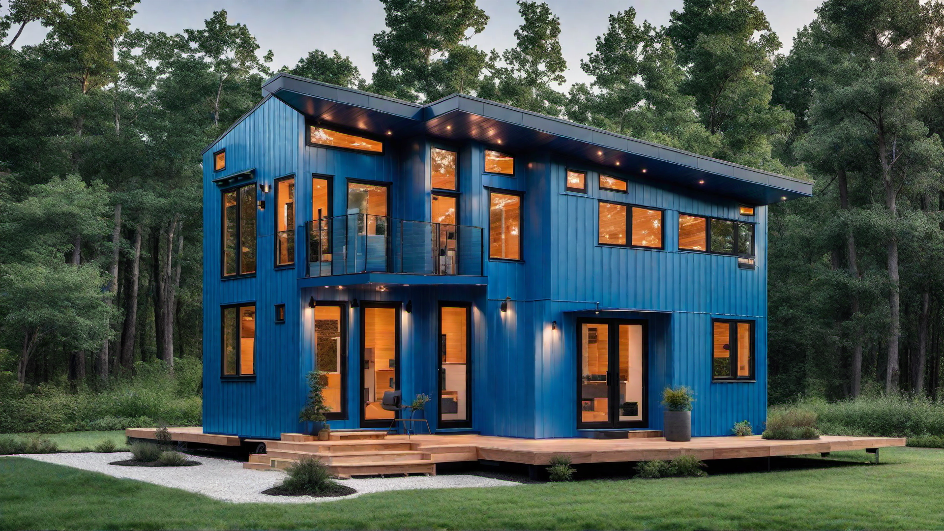 Blue Tiny Home with Efficient Design