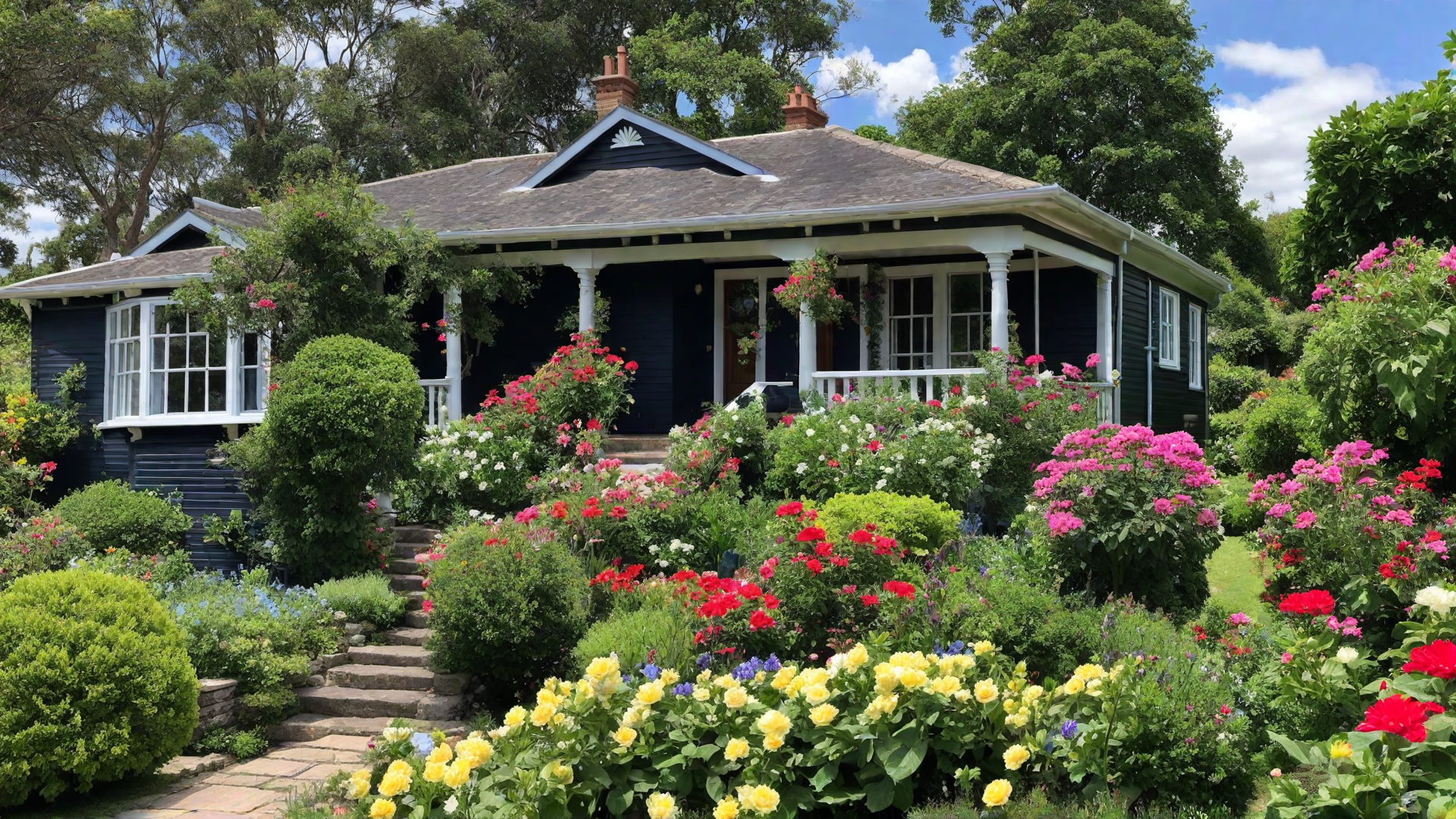 Cottage Delight: Cozy Black House in a Garden Setting