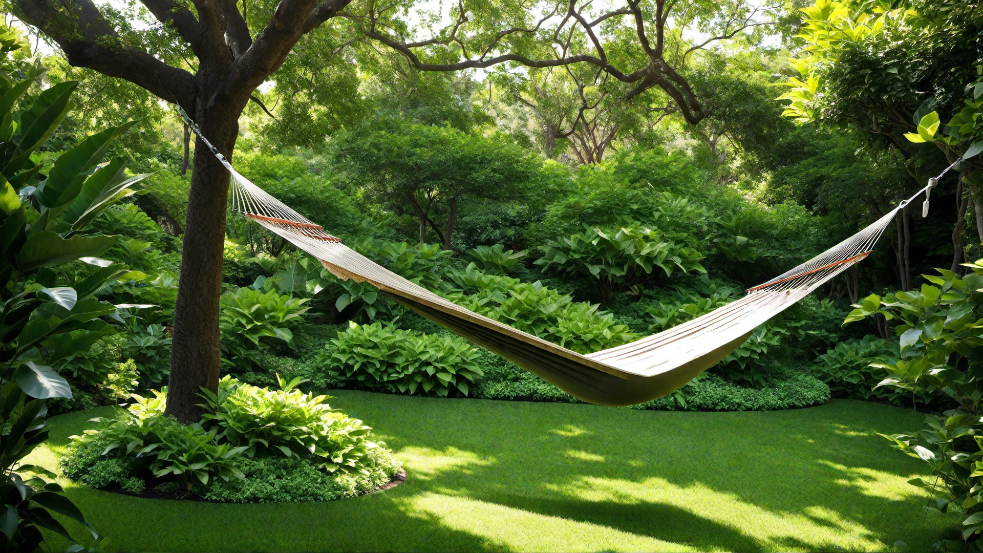 Classic Hammock Suspended Between Two Trees