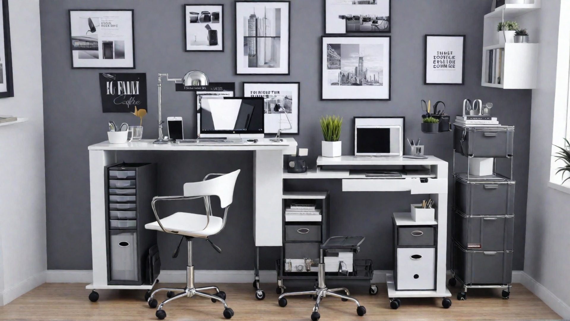 Portable Office with Rolling Furniture