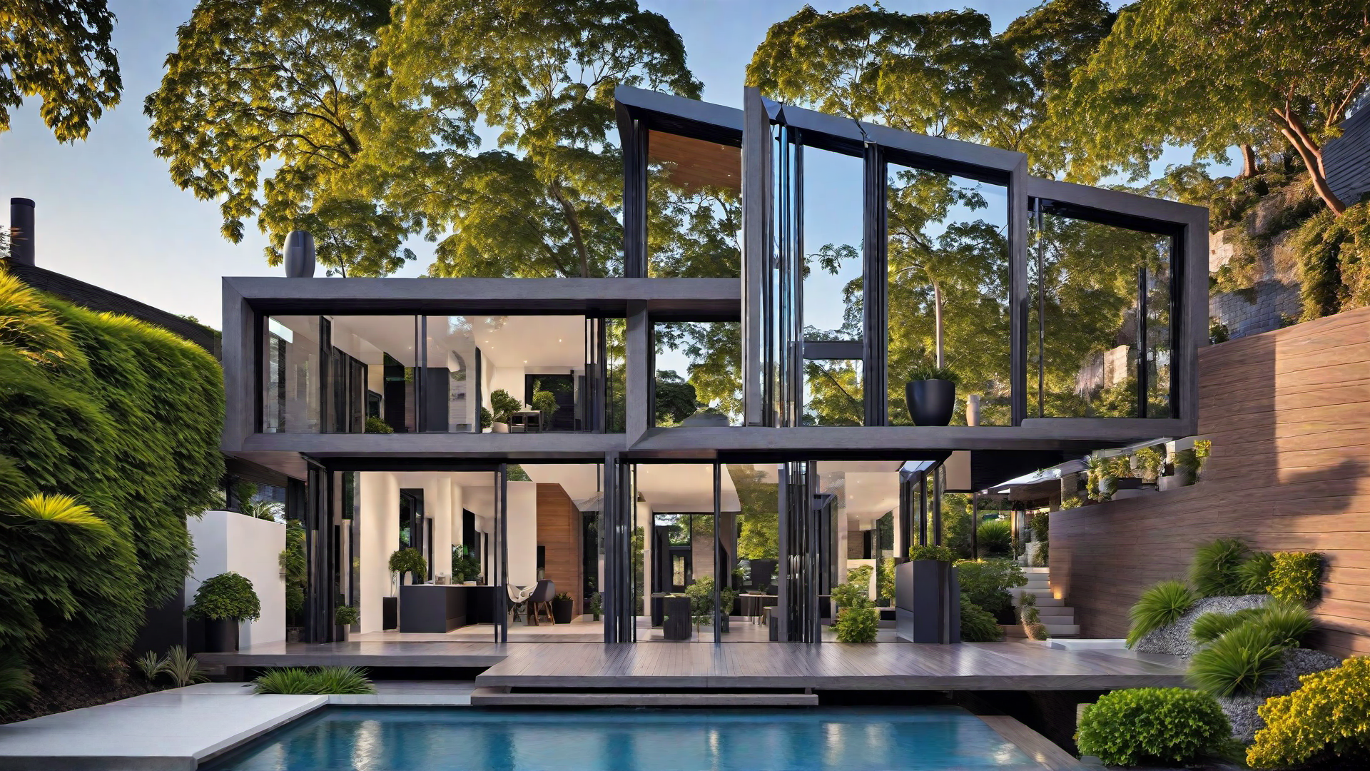 Cantilevered Beauty: Contemporary Home with Overhanging Structures