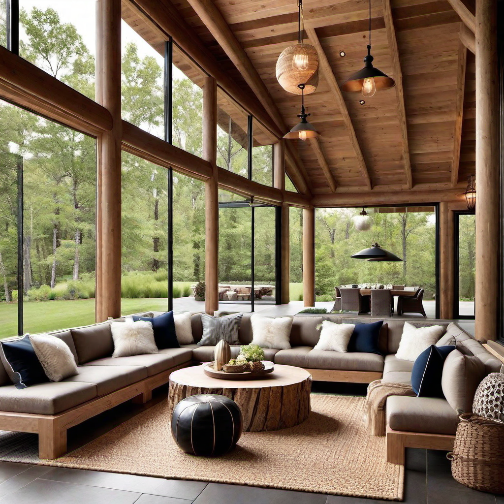 Indoor-Outdoor Living in a Log Cabin