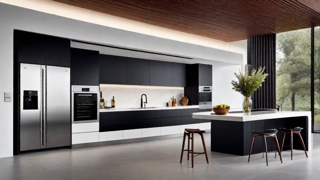 Striking Contrast: Bold Elements in a Sleek Kitchen Palette