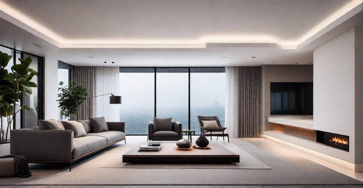 Minimalist Elegance: Gypsum Board False Ceiling with Recessed Lighting