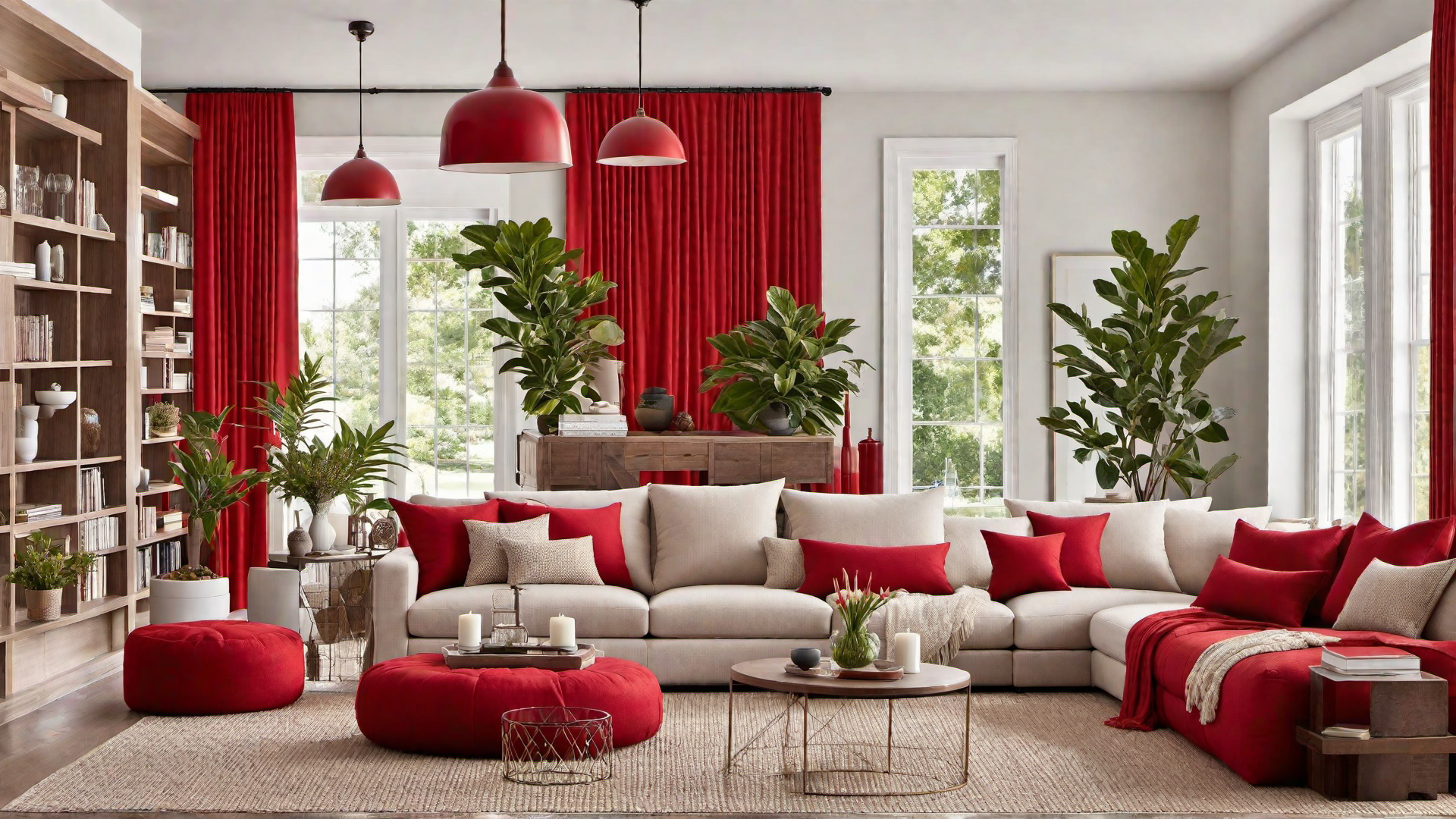 Playful Pop: Red Throw Pillows on a Neutral Sofa