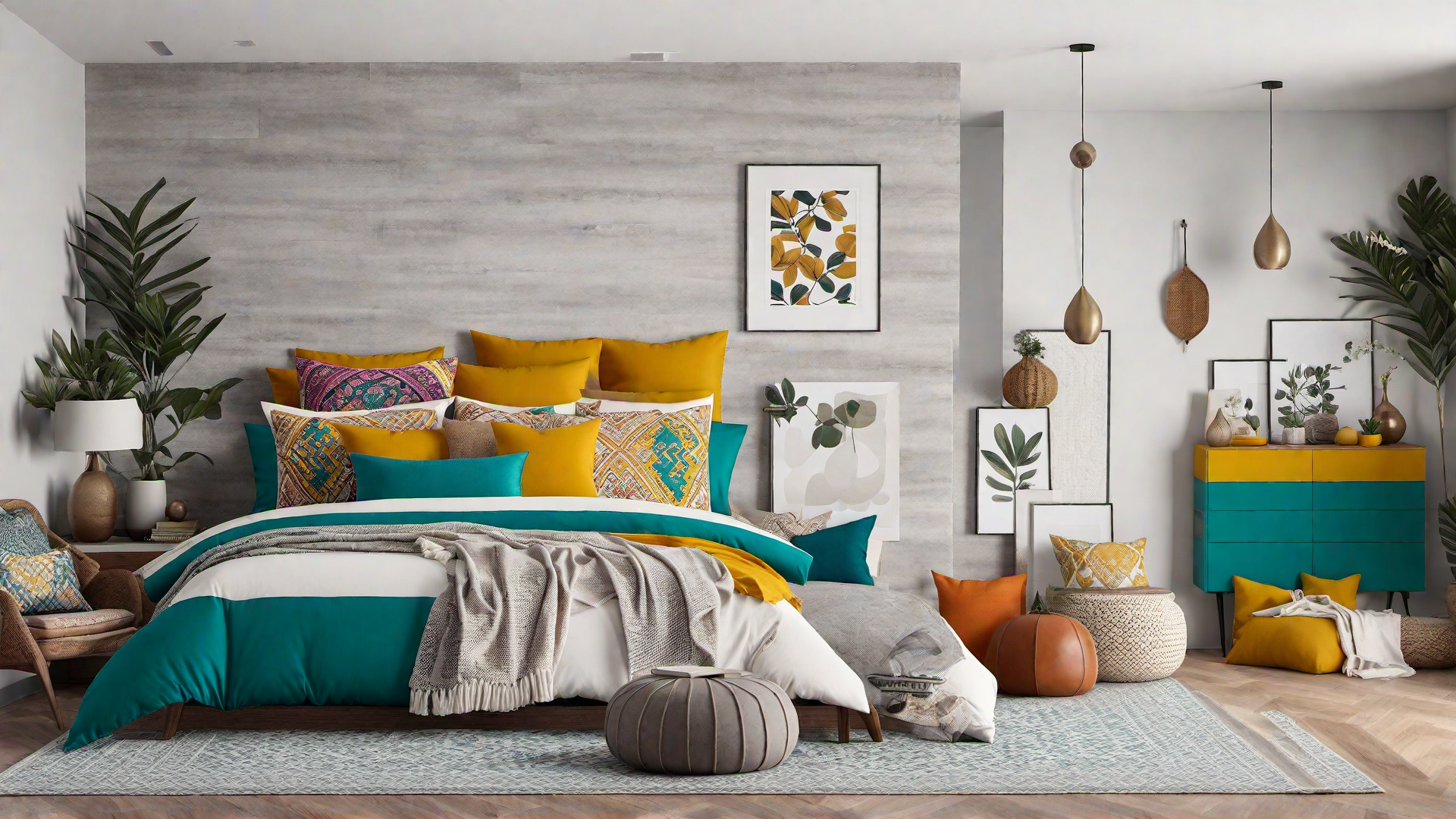 Color Block Bedding: Bold Boho Color Combinations