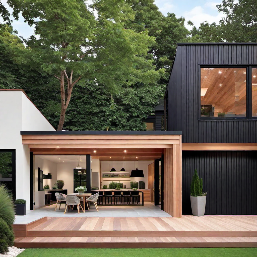 Outdoor Oasis: Black and Cedar Exterior Upgrade