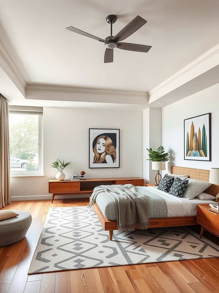 Sleek Lines and Geometric Patterns in Mid-Century Modern Bedrooms