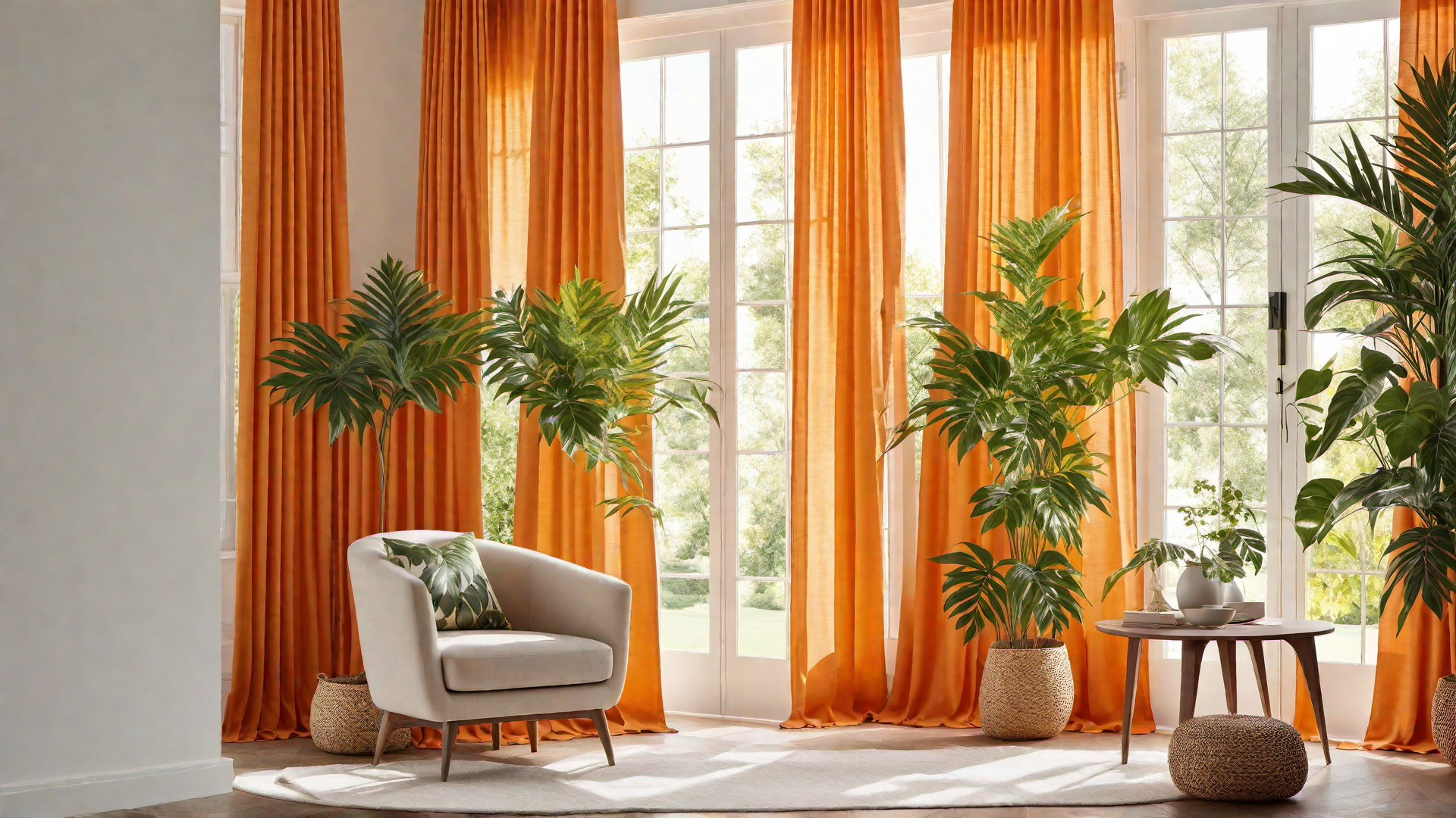 Nature Inspired: Orange Leaf Print Curtains