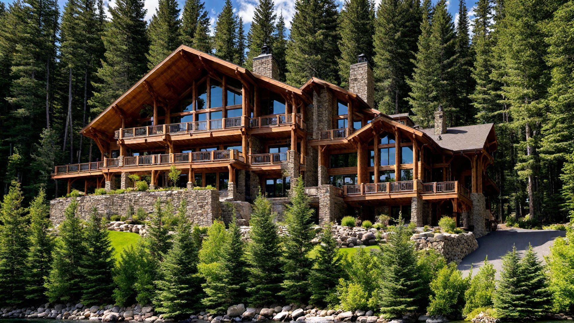 Stone and Wood Exterior of a Mountain Retreat