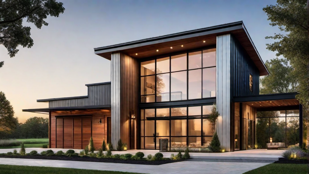 Sleek and Modern: Contemporary Barndominium Façade