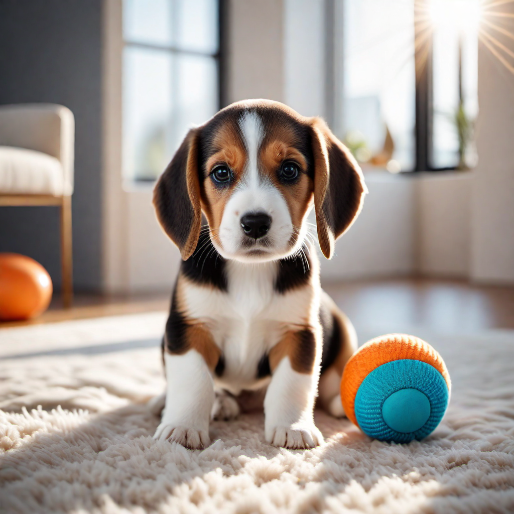Beagle Puppy with a Squeaky Toy