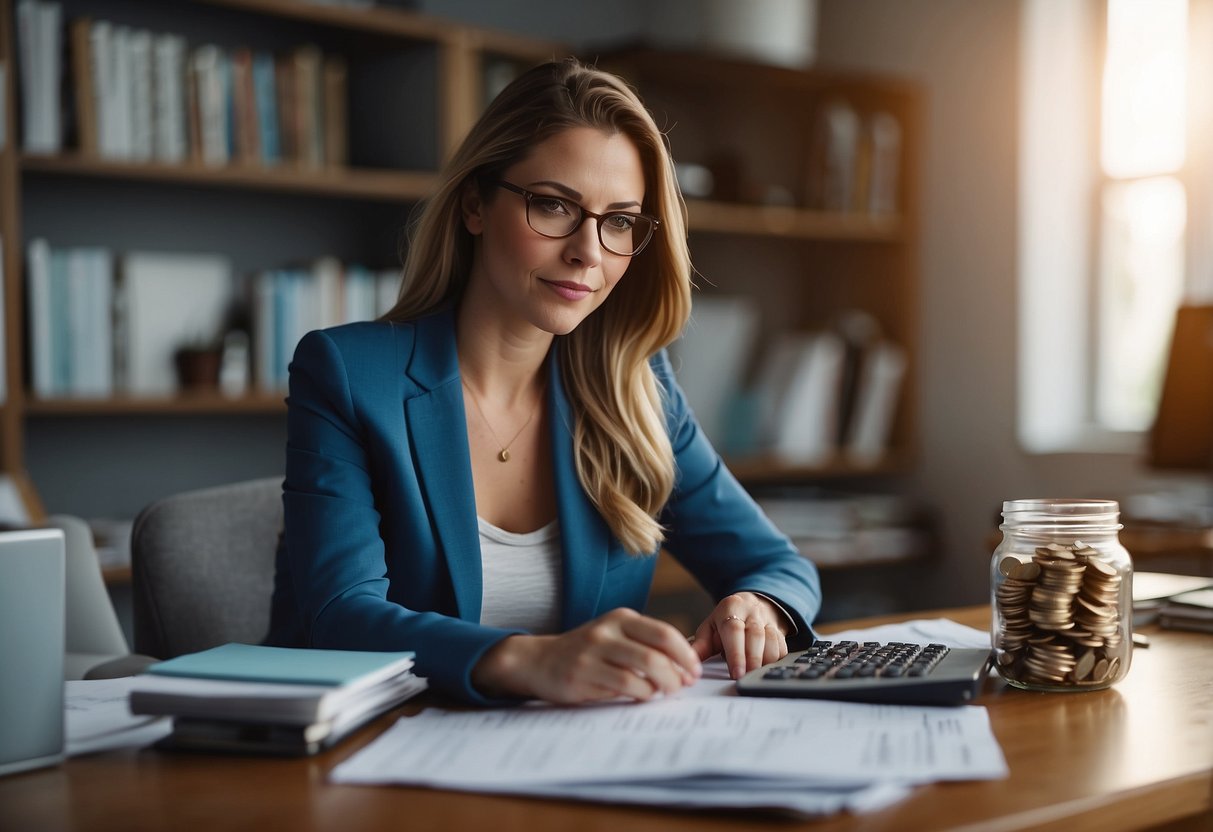 A diverse group of women reading and discussing a financial guidebook, surrounded by charts, graphs, and investment portfolios