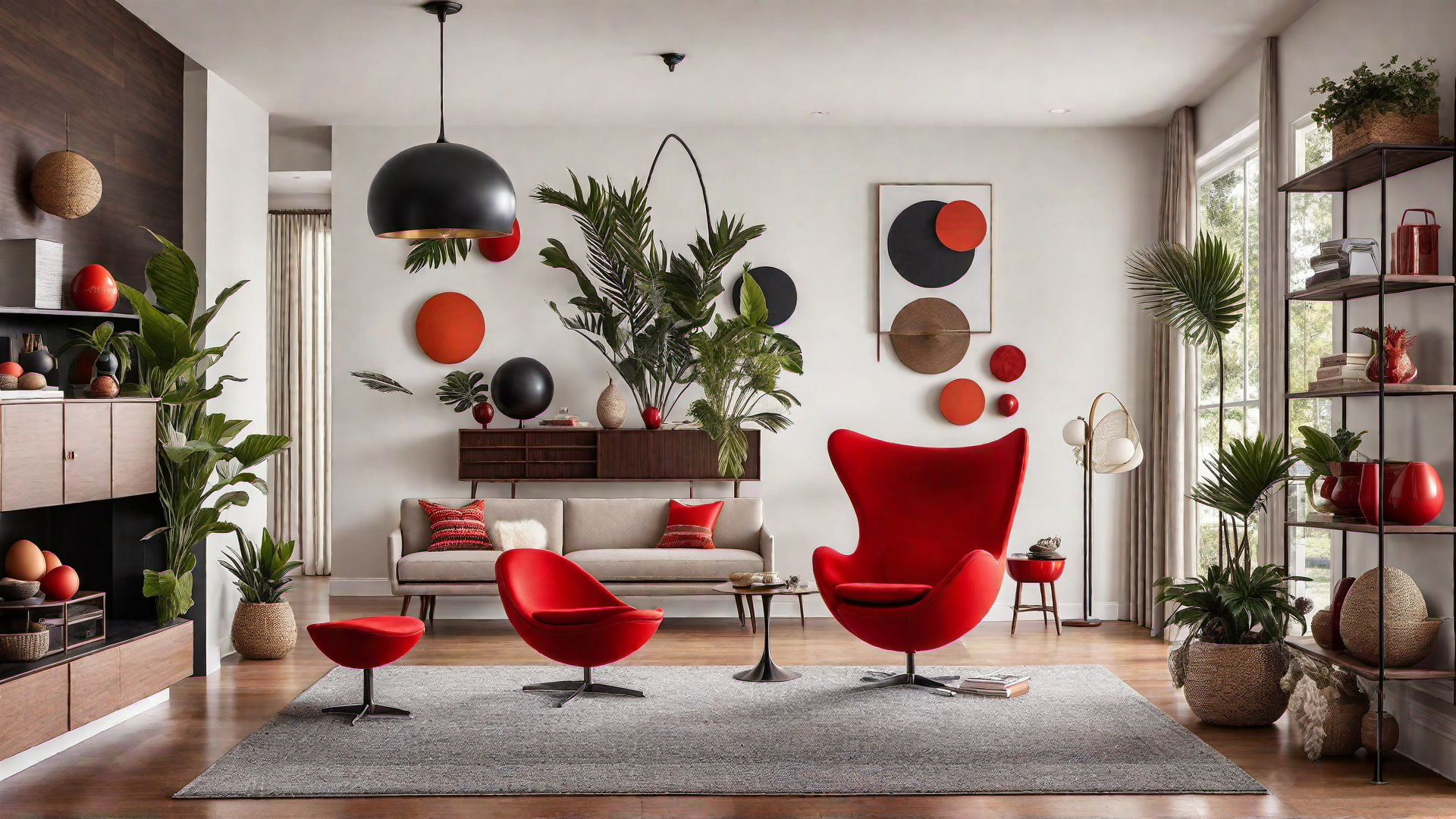 Mid-Century Modern: Red Egg Chair in a Retro Lounge