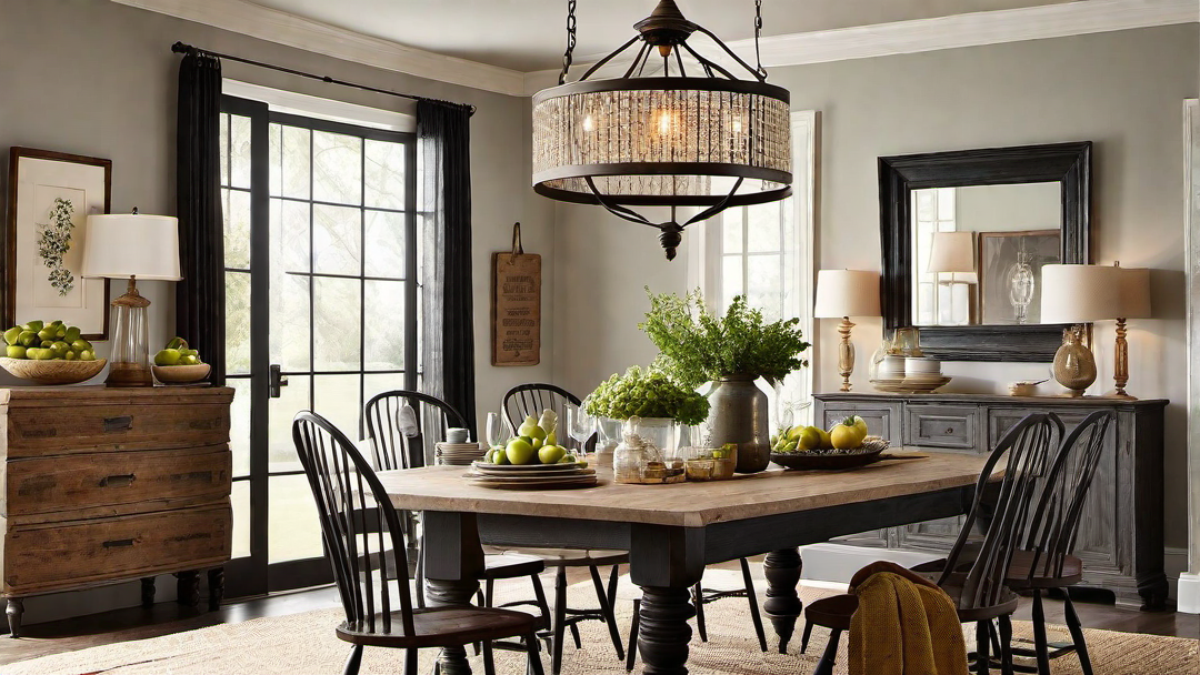 Farmhouse Elegance: Antique Chandeliers and Vintage Decor