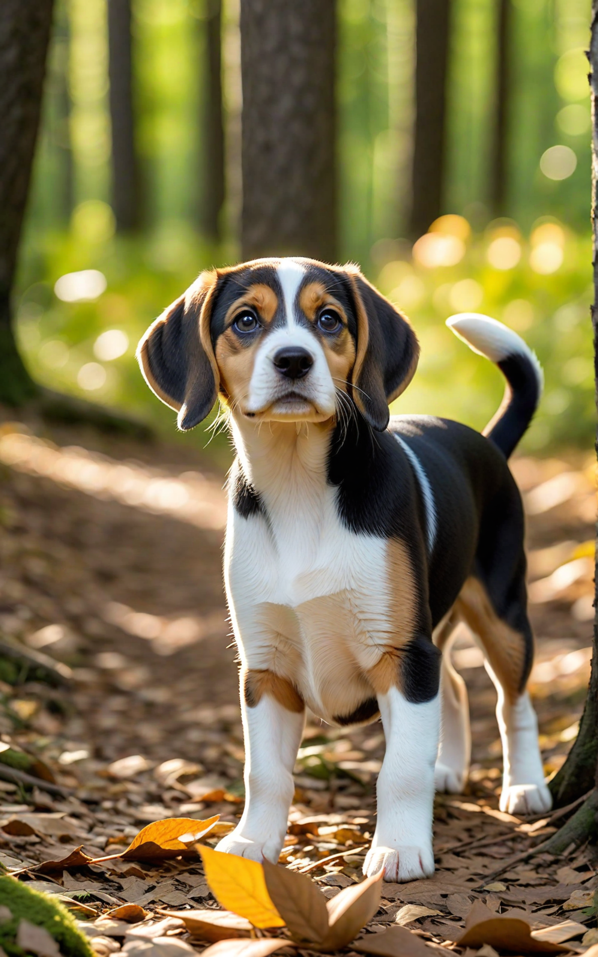 Beagle Puppy on a Trail Hike