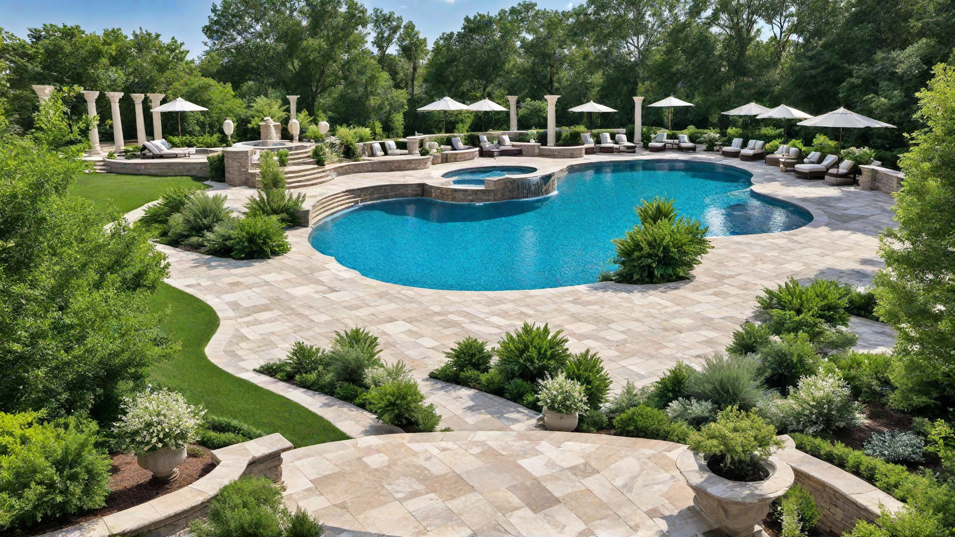 Grecian Pool with Classic Columns