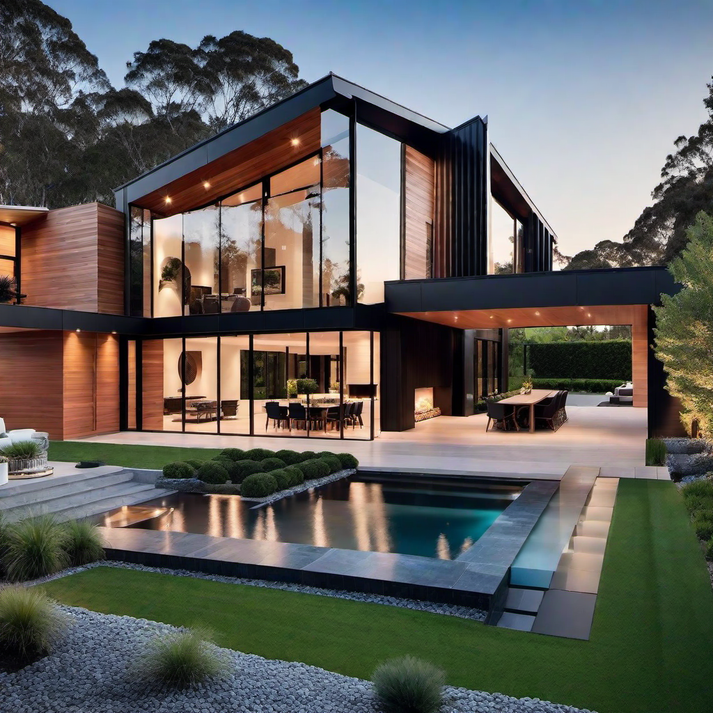 Luxurious Retreat: Black and Cedar Home Exterior Features